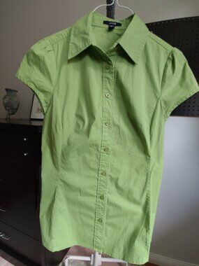 Jacob short sleeve shirt green cotton slim fit size XS/TP